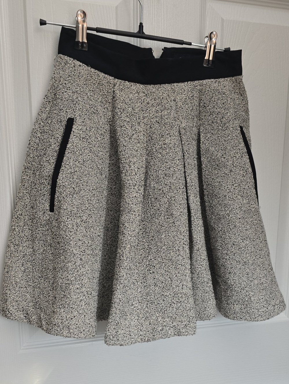 French Connection Black and White Textured Mini Skirt